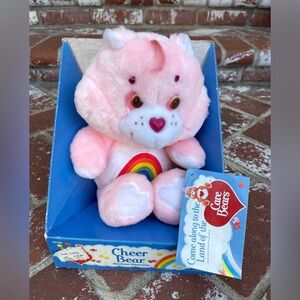 Vintage Kenner Care Bears Cheer Bear 13" Plush Pink Rainbow 1983 In Original Box